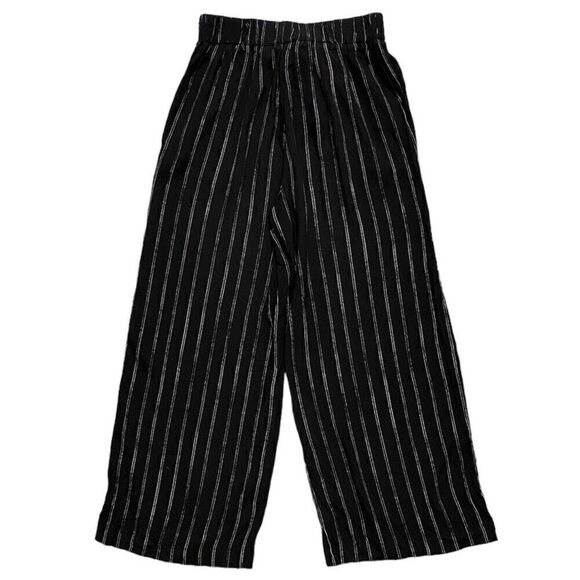 Aritzia Wilfred Faun Black & White Pinstriped Wide Leg Cropped Pants Size Small - Picture 3 of 7